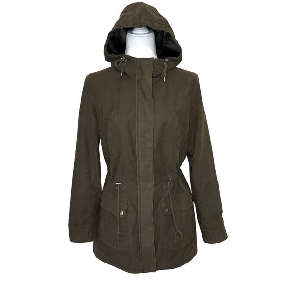 Levi's Hooded Anorak Jacket Women's M | Army Green Cotton Utility Parka - Picture 2 of 15